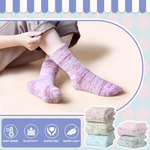 Image of SISOSOCK 5 Pairs Fuzzy Soft Cozy Comfortable Socks for Women, Casual Sleep Comfy Socks, Perfect Warm Winter Gifts for Women
