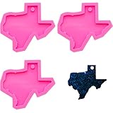 3 PCS Glossy Shiny America Texas State Map Keychain Silicone Mold with Hole for DIY Luggage Tag Pendant Cake Decoration Pudding Fondant Mold Desserts Candy Trinket Earrings Crystal