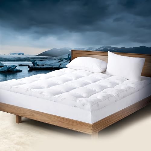 Luxury 4.7-inch (12 cm) hotel mattress topper fluffy and ultra-soft with full fitted skirt to ensure stability 1250 Gm/m2 (6 kg) 5 size available (King 180x200 cm)