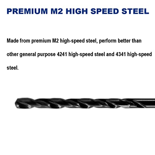 1/8-Inch X 6-Inch Aircraft Extension Black Oxide Drill Bit, Premium M2 High Speed Steel, Extra Length, For Metal, Plastic, Wood #TOP3