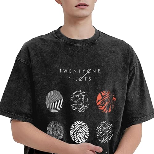 Twenty Music One Pilots 2025 Music Tourt Shirt Men Suitable Retro Cotton Retro Tops Black3