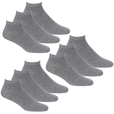 Top Sox Mens 9 Pairs Cotton Rich Sports Trainer Liner Athletic Gym Ankle Sox Socks 6-11 Grey Cover