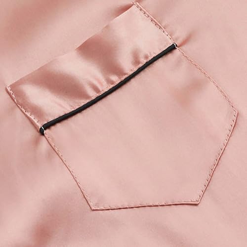 Teen Satin 𝐏ajama Set Short Sleeve 𝐒ilk 𝐏ajamas for Girls Button Down Sl𝐞epwear with Shorts 𝗦nug Fit Loung𝐞wear3