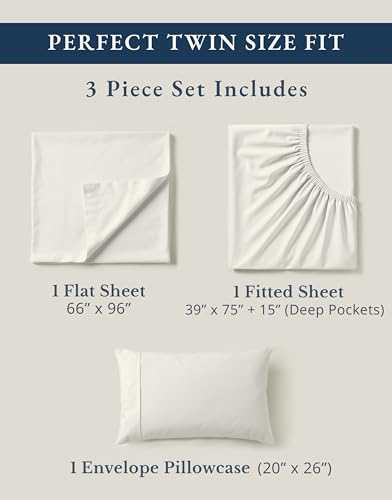 Image of LANE LINEN Twin Bed Sheets, 100% Organic Cotton Sheets Twin Size, 3Pc Twin Bed Sheet, Hotel Quality Bed Sheet Set, Bedding Sheet & Pillowcases, Deep Pockets Upto 15 inch - Glacier Grey