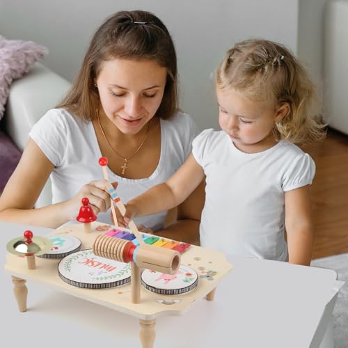 Baby Drum Kit Wooden Toys for 1 Year Old Boys Girls, Baby Musical Instruments Xylophone Drum Set, Toddlers Musical Toys for 1 2 3 Year Old, Baby Birthday Gifts (3 Drums Edition) - Image 6
