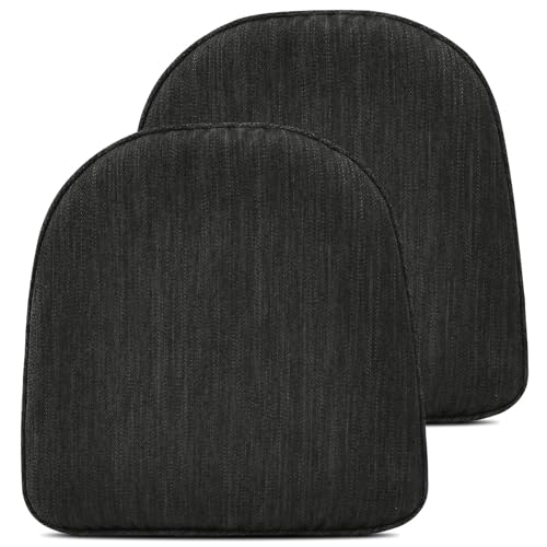 Image of baibu Set of 2 Memory Foam Dual-Layer Design Metal Dining Chair Pads Bar Stool Cushion with Ties for Metal Chairs or Bar Stools - 2 Cushions Only (Gray Black, 14 inch (35cm) 2PC)