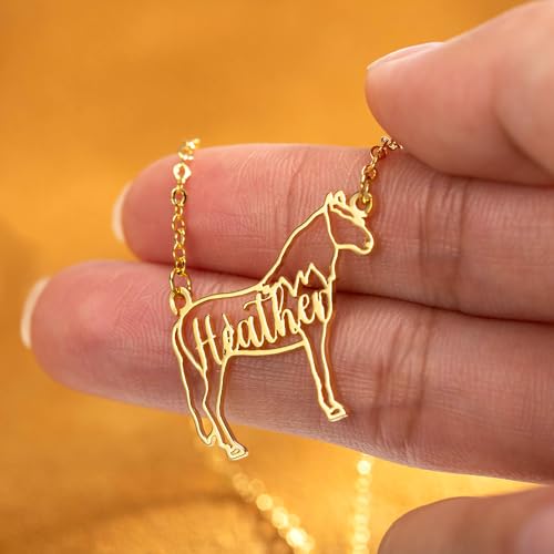 Ailin Personalized Sterling Silver 925/Brass Custom Horse Name Necklace - Horse Pendant For Her4