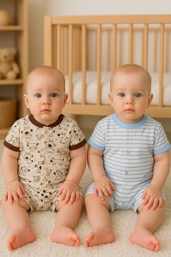Image of TuddyBuddy 100% Cotton Romper /Jumpsuit /Bodysuit Set for Baby (Pack of 2 Playsuits)