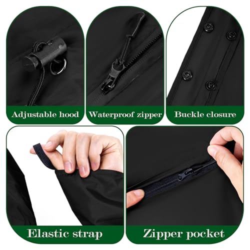 Sensong Regenponcho für Damen, Größere Größe Unisex Regenjacken Regencape, Wasserdicht mit Kapuze und Reißverschluss Wiederverwendbar Regenmantel für Wandern Camping Radfahren Reisen Schwarz