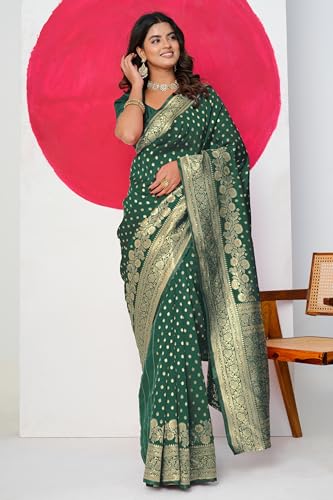 Image of Subham Saree for Woman Silk Cotton Kanjivaram | Soft Daily Wear Golden Zari Sari with Jacquard Blouse Piece
