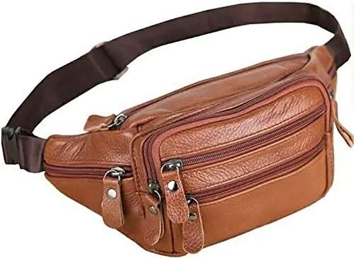ウエストパック ポータブル 男性用 メンズ ヴィンテージレザー ウエストバッグ ジップポケット 本革パック カジュアル 機能的 マネ