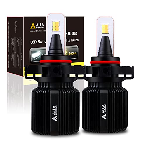 Alla Lighting 8000LM 5201 5202 LED Switchback Fog Lights Bulbs Extremely Super Bright Dual Color 6000K Xenon White / 3000K Yellow Switch PS19W PS24WFF Fog Daytime Running Lights Replacement