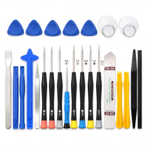 Image of 25 Pcs Mobile Repair Tool Kit, Precision Screwdriver Pry Opening Set with Suction Cups, Tweezers & Spudger for iPhone, Android Phone, Laptop, Tablet & Electronics DIY Repair