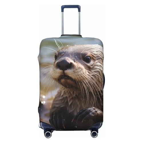 Elastic Travel Luggage Cover for Suitcase Tsa Approved Stretch Scratch-Resistant Suitcase Protector Cover Washable Otter Playing in The Water Baggage Covers Fits 18-32 Inch Luggage Case