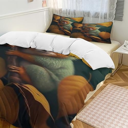 Housse couette singe parure de lit microfibre douce 3 pièces 200x200cm