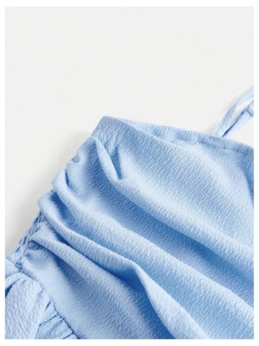 SHENHE Girl's Smocked Ruched A Line Swing Dress Layered Tie Shoulder Flowy Cami Short Dress4