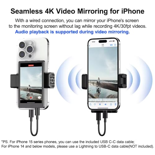 Image of Yantralay Selfie Monitor Screen for Smartphone | 3.97 inch Rear Camera Display with Clamp Mount, Wired & Wireless Mirroring | Mobile Vlogging Accessories