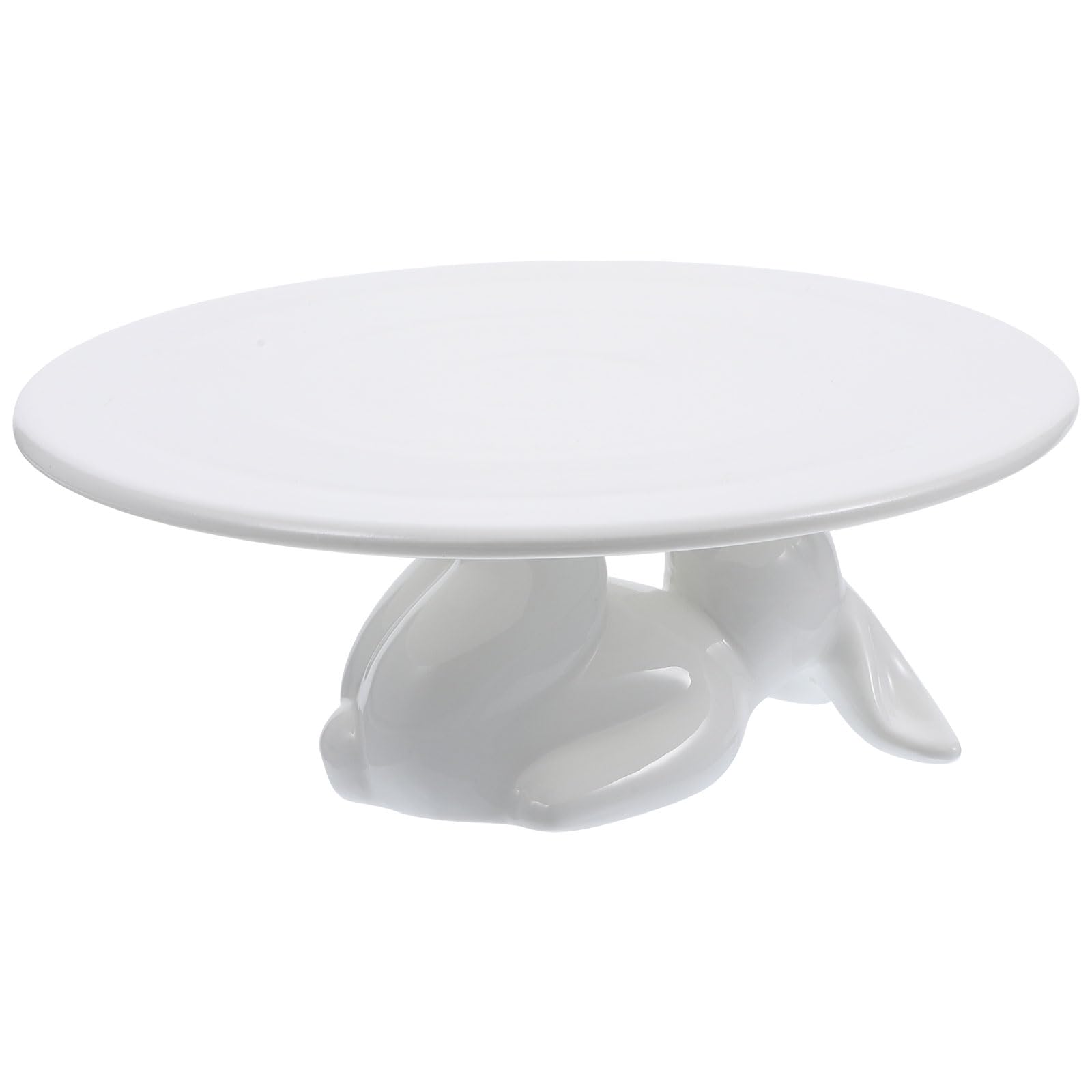 CLISPEED Alzata per Torta in Ceramica Bianca a Forma di Coniglio, Piatto Decorativo Elegante e Creativo per Casa e Cucina, Supporto per Dolci senza Sbavature