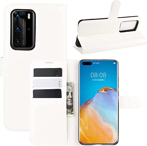 Étui portefeuille iPhone 13 Pro cuir blanc clapet magnétique TPU