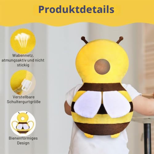 Vicloon Baby Kopfschutz Rucksack, Verstellbare Infant Sicherheit Pads, Atmungsaktive Baby Head Schutzpolster mit Knieschonern für 4-24… – Ansicht 5