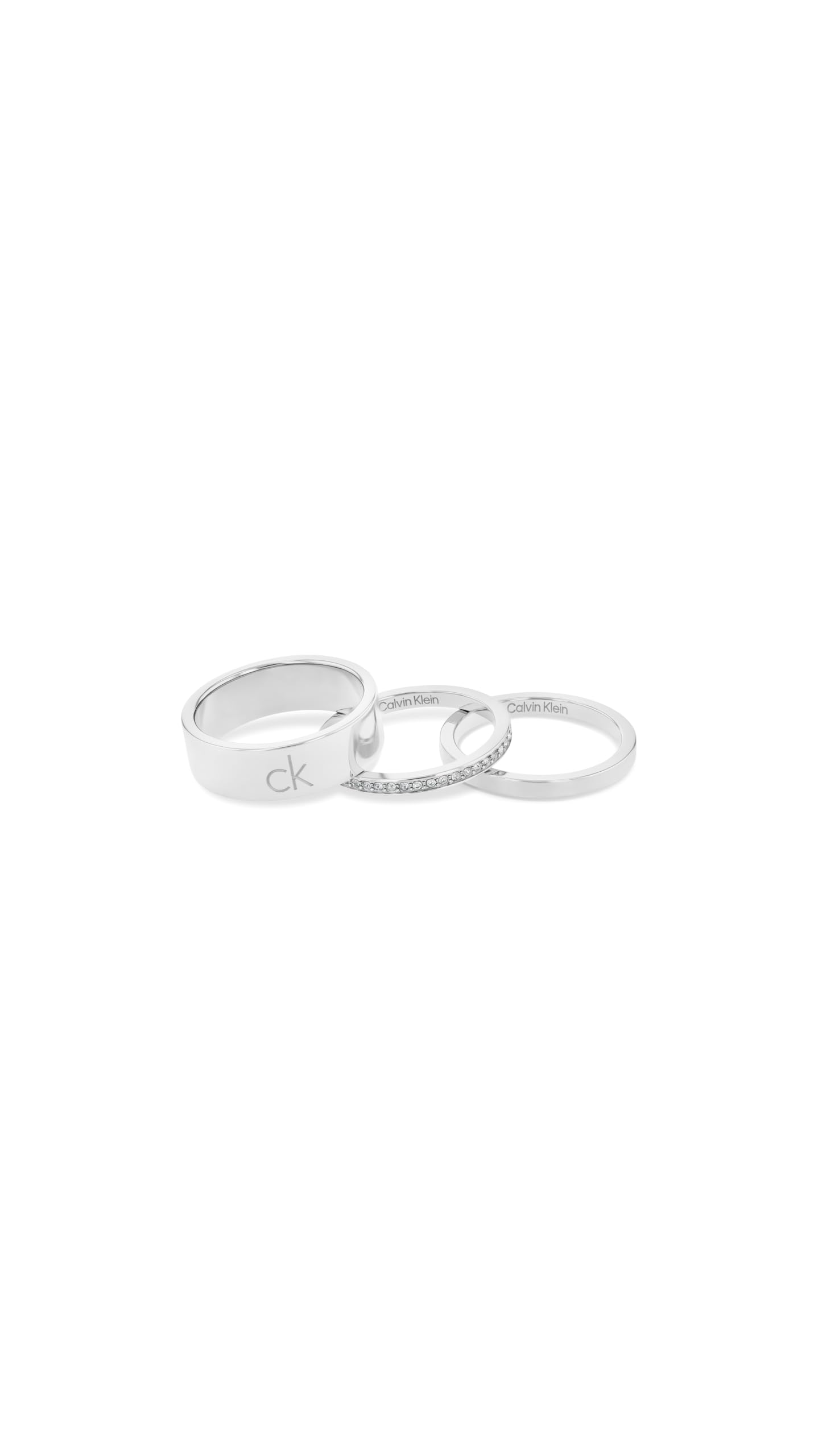 Calvin Klein Women's CK TRIO Collection Set of 3 Rings in Stainless Steel Embellished with Crystals - 35000794D