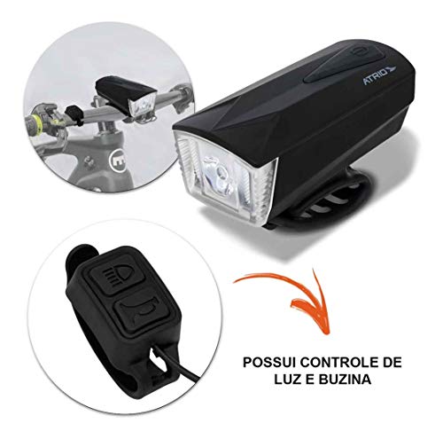 Farol Dianteiro Multilaser 190L com Buzina e Controle 1200mAh USB Preto - BI185