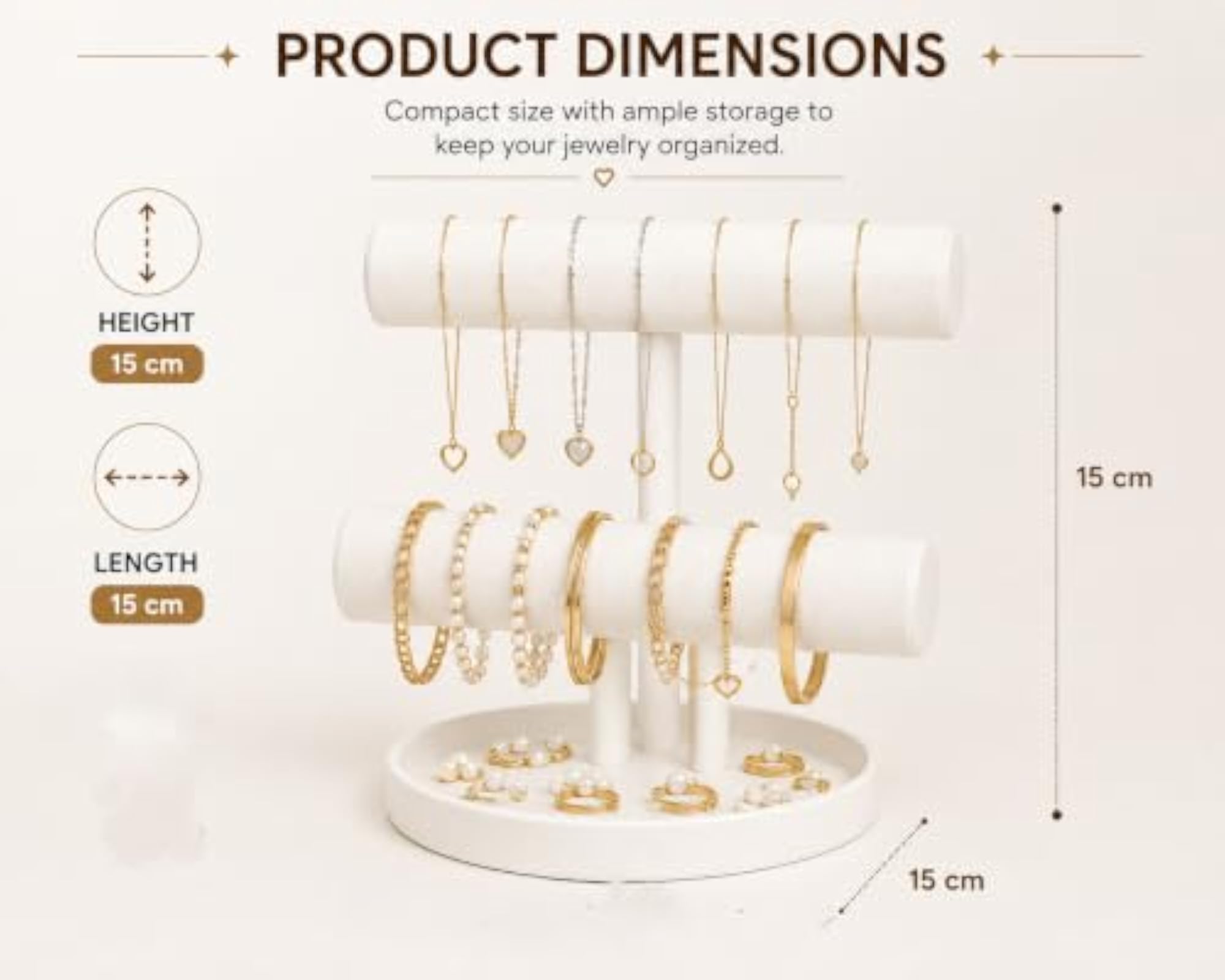 2-Tier Jewellery Organiser Stand with Base Tray