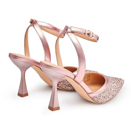 Trary Heels Women Pumps Closed Toe Ankle Strap Pointed Toe Heeled Sandals for Women Stiletto Wedding Dress Shoes2