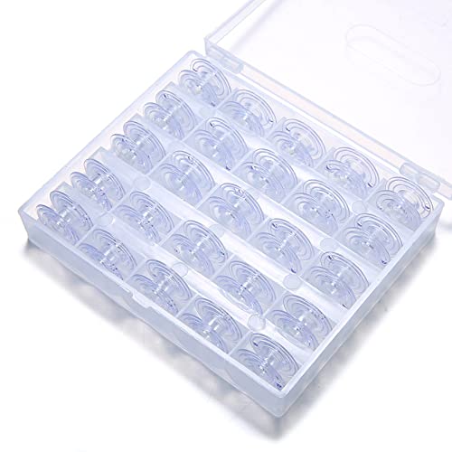 Yeqin 25 Pk With Clear Case Bobbin 136492-001 (Sa155) -For Baby Lock, Brother, Bernina, Riccar #TOP1