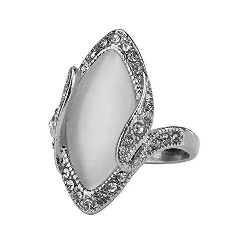 MuYiYi11 Artificial Stone Shiny Rhinestone Ring Fashion Female Marquise Cut Jewelry Antique Silver 8