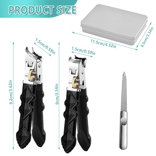 2 cortaúñas de acero inoxidable profesional para personas mayores, cortauñas, apto para uñas de manos y pies, alicates para uñas de pies gruesos - imagen 2