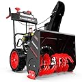 PowerSmart 2-Stage Snow Blower Gas Powered, 24-inch 252cc Engine with Electric Start, Self-Propelled, LED Headlight