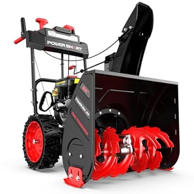 PowerSmart 2-Stage Snow Blower Gas Powered, 24-inch 252cc Engine with Electric Start, Self-Propelled, LED Headlight