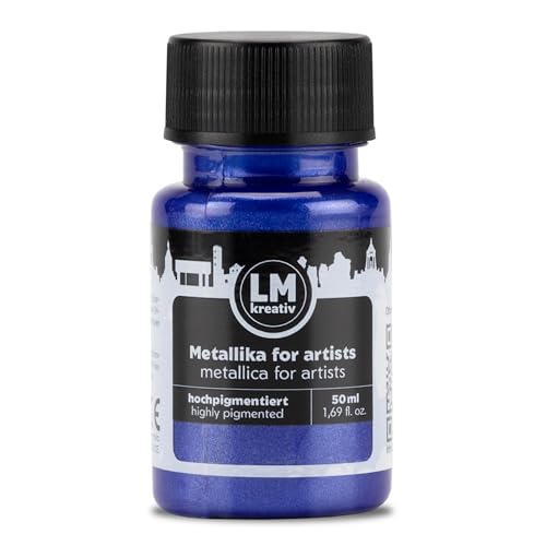 LM-Kreativ Metallika for Artists 50 ml - Tiefblau - Metallic Acrylfarbe/Bastelfarbe. Für kreative Projekte auf Holz, Leinwand, Keramik. Hochdeckend, lichtecht. Für Künstler und Bastler