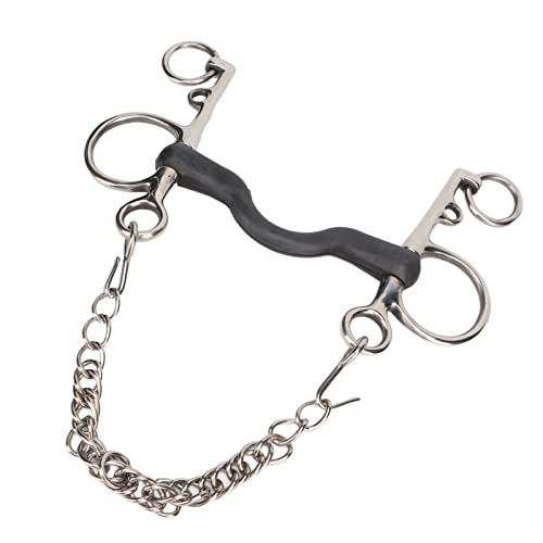 Pssopp Morso per Cavalli in Acciaio Inox, Filetto Equestre con Rivestimento in Gomma, Design Centrale Coperto, Accessori per Equitazione, 135mm