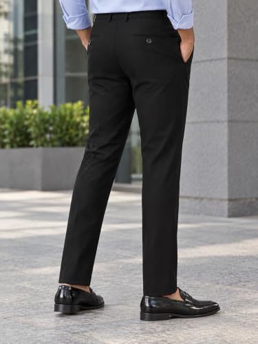 Image of SUBTRACT Men 4 Way Stretch Wrinkle Free Slim Fit Formal Trouser in with 2 Inch Flexible Waistband | Men's Trousers for Office Or Party