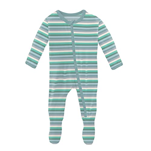 Kickee Footies for Sweet Slumbers - Premium Baby Ultra-Soft, Breathable, and Designed for Sweet Dreams (April Showers Stripe - 18-24 Months)