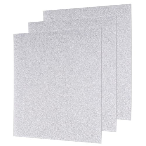 Image of MECCANIXITY 3Pcs Silver Glitter Acrylic Sheets 1 /8 inch Thickness 12 inch x 12 inch Glossy PMMA Fluorescent Plastic Sheets Extruded Translucent Blanks for DIY Art Crafting Laser Cutting & Engraving