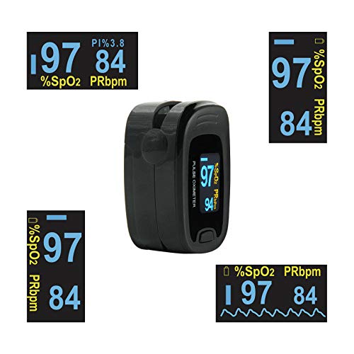 CONTEC CMS50NA Pulse Oximeter Fingertip Blood Oxygen Saturation Monitor SpO2 and PR Value Waveform Blood Oxygen Neck/Wrist Corda, Black - Image 6