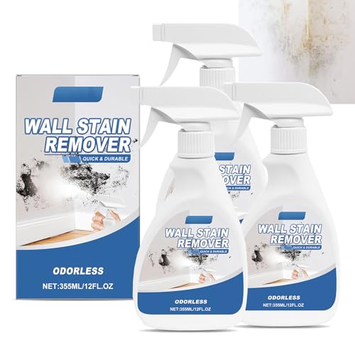 Spray limpiador de pared para el hogar, quitamanchas y limpiador para paredes blancas, protección a largo plazo sin dañar la pared, quitamanchas de pared, para azulejos de baño y cocina (3 unidades)