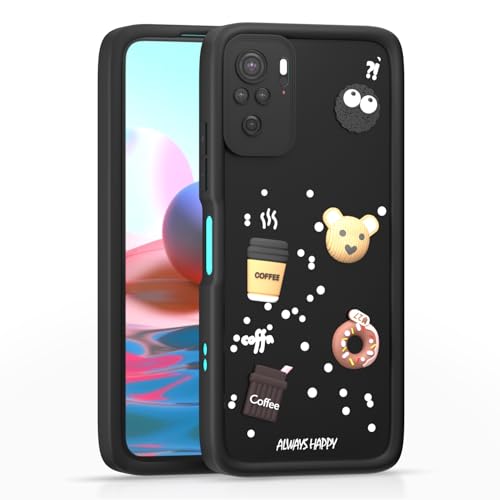 Image of Pikkme Back Cover for Redmi Note 10 / Note 10s / Note 11 SE | Cute Fun Cartoon 3D Bear Silicone Full Body Protection Bumper Cover (Black)