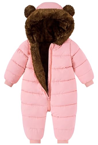 BFUSTYLE Baby Boy Snowsuit 6-12 Months Coat Pink Baby Snow Suit Infant Winter Jacket with Hooded