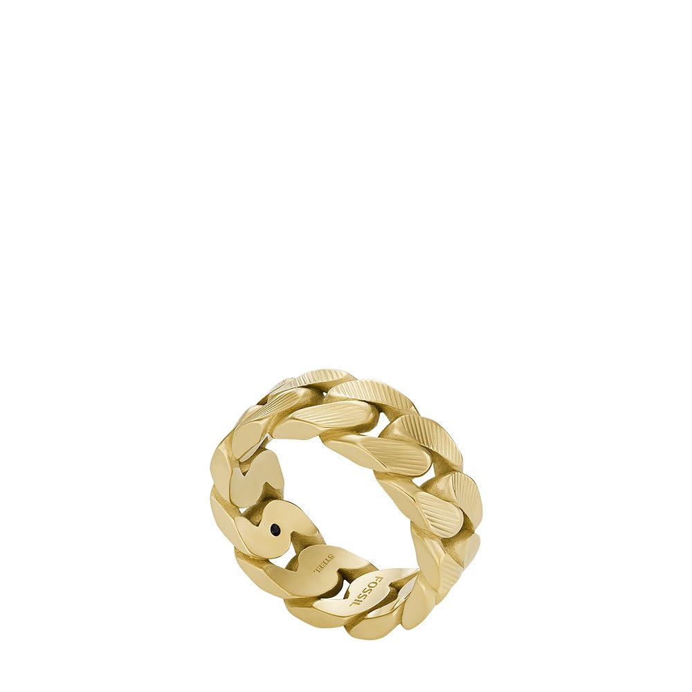 Fossil Herrenring Harlow Linear Texture Chain Edelstahl goldfarben, JF046997107