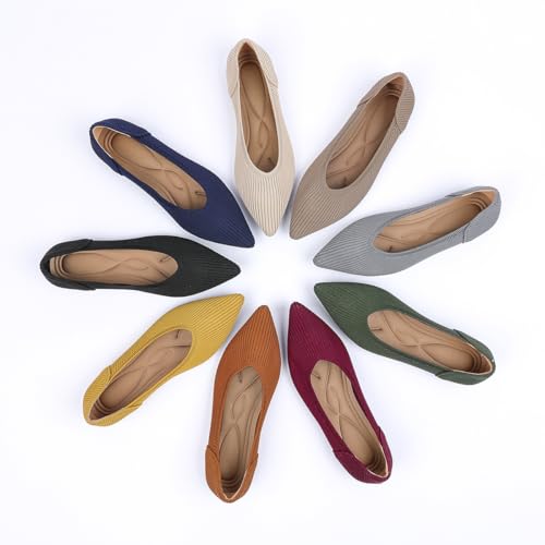Knit Ballet Flats for Women, Comfortable Pointed Toe Work Slip On Walking Shoes, Women's Ballerina Flats for Dressy2
