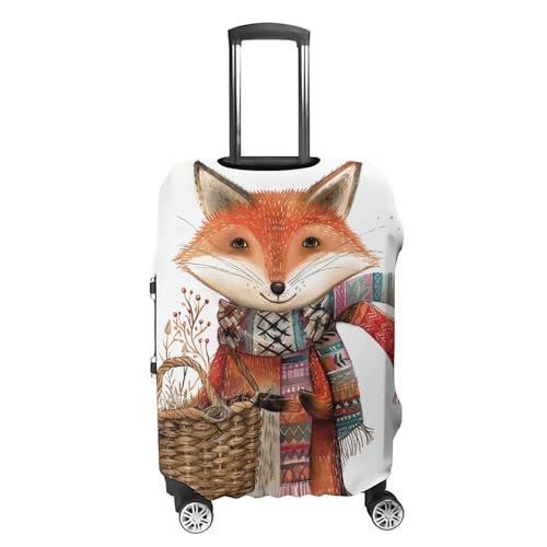 Travel Luggage Cover Elastic Suitcase Protector Anti-Scratch Washable Fox Holding Basket Luggage Sleeve Tsa Approved Carry on Covers Baggage Cover Fits 18-32 Inch Luggages4