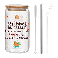 Capybara Sachen – 16oz, Lustiges Capybara Design, Glasbecher, Frauen, Spülmaschinenfest