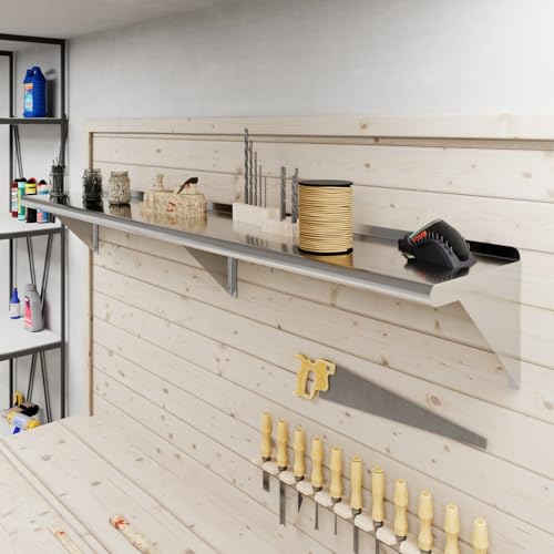 Image of AmGood 72 inch Long X 12 inch Deep Stainless Steel Wall Shelf | NSF Certified | Appliance & Equipment Metal Shelving | Kitchen, Restaurant, Garage, Laundry, Utility Room