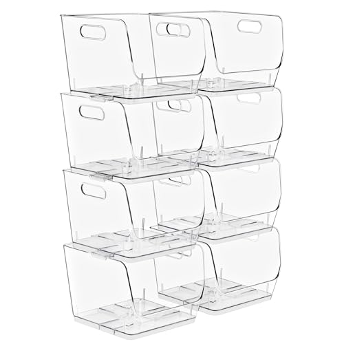 Sorbus Stackable Storage Bins Open Front, Clear Stackable Storage Bins,