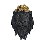 GUSFREUD Unique Animal Head Wall Decor - Faux Lion Wall Sculpture for Home Decor, Resin Wall Art for Living Room, Bedroom, Office-Maximalist Decor for Men, Women