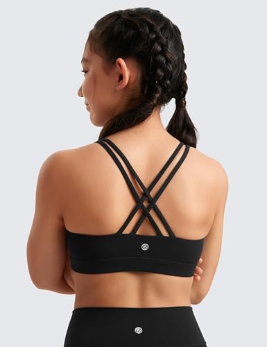 CRZ YOGA Girls Butterluxe Training Bra - Strappy Scoop Neck for Teens Kids Yoga Sports Comfort Dance Crop Top2